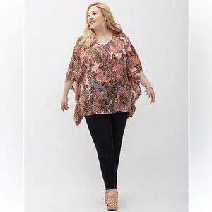 Lane Bryant Paisley Boho Coastal Lightweight Blouse Size 22/24